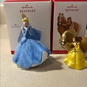 Hallmark Disney 2013 Cinderella & 2015 Beauty and the Beast EUC Lot of 6 Total